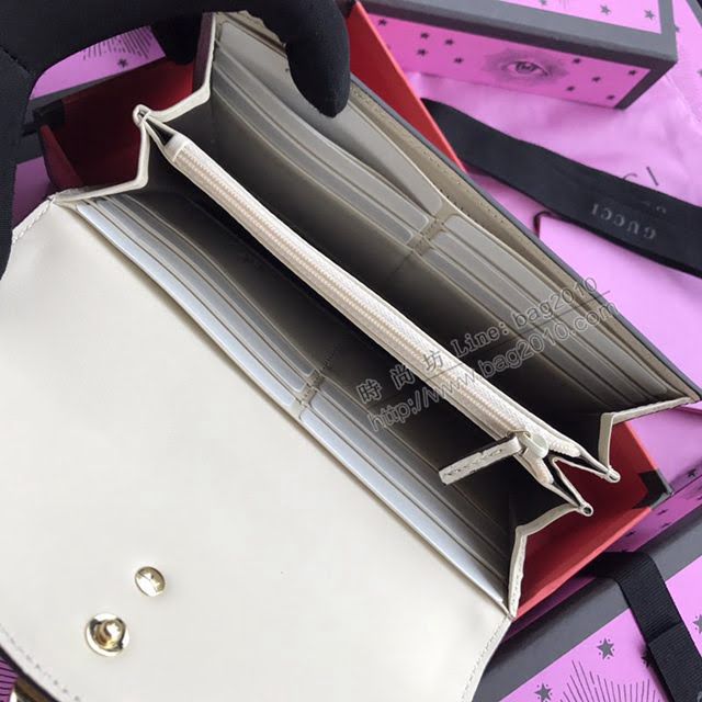 Gucci錢包 古馳新款 瑪格麗特皇后長夾 翻蓋錢包系列 Gucci女錢包 476064大紅拼色全皮  gdj1101